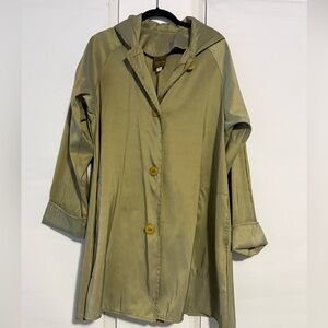 Stylish Olive Green Button-Up Coat Lagenlook